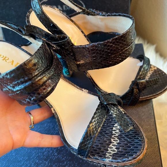 PRADA black snake leather twist knot block sandals heels ✨ - Picture 12 of 16
